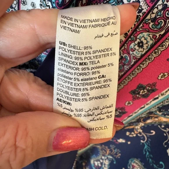 ❤️GORGEOUS SPRING/SUMMER Chico's Blue/Pink Print  Dress  MEDIUM 8/10   #CL - Picture 7 of 9